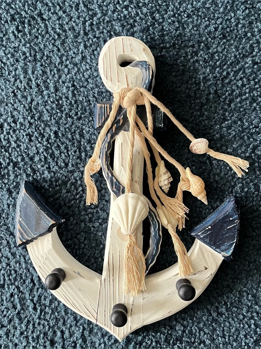 Nautical Anchor Wall Hook - White and Navy Home Decor